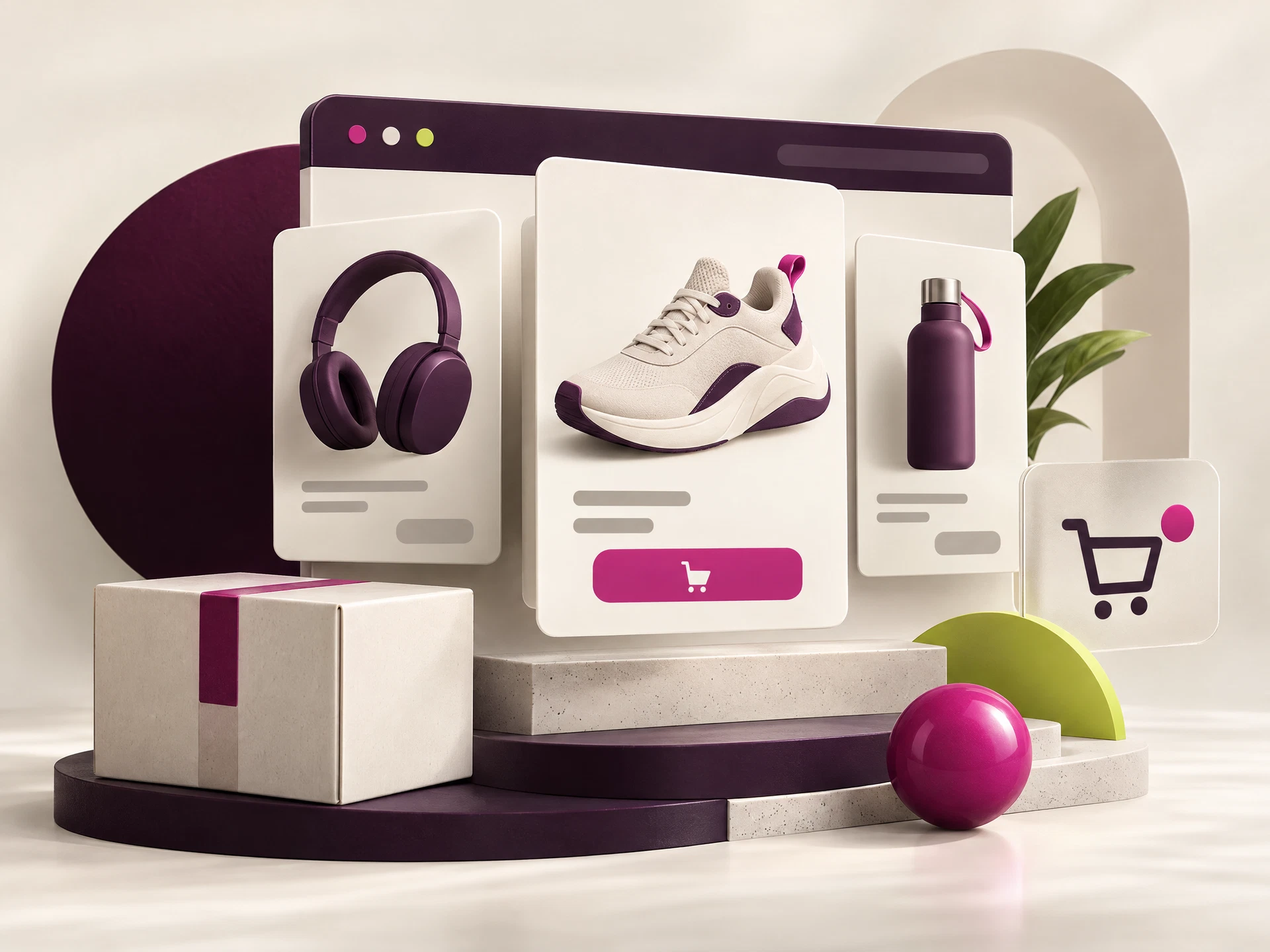 Ilustración conceptual de una tienda online y su identidad visual